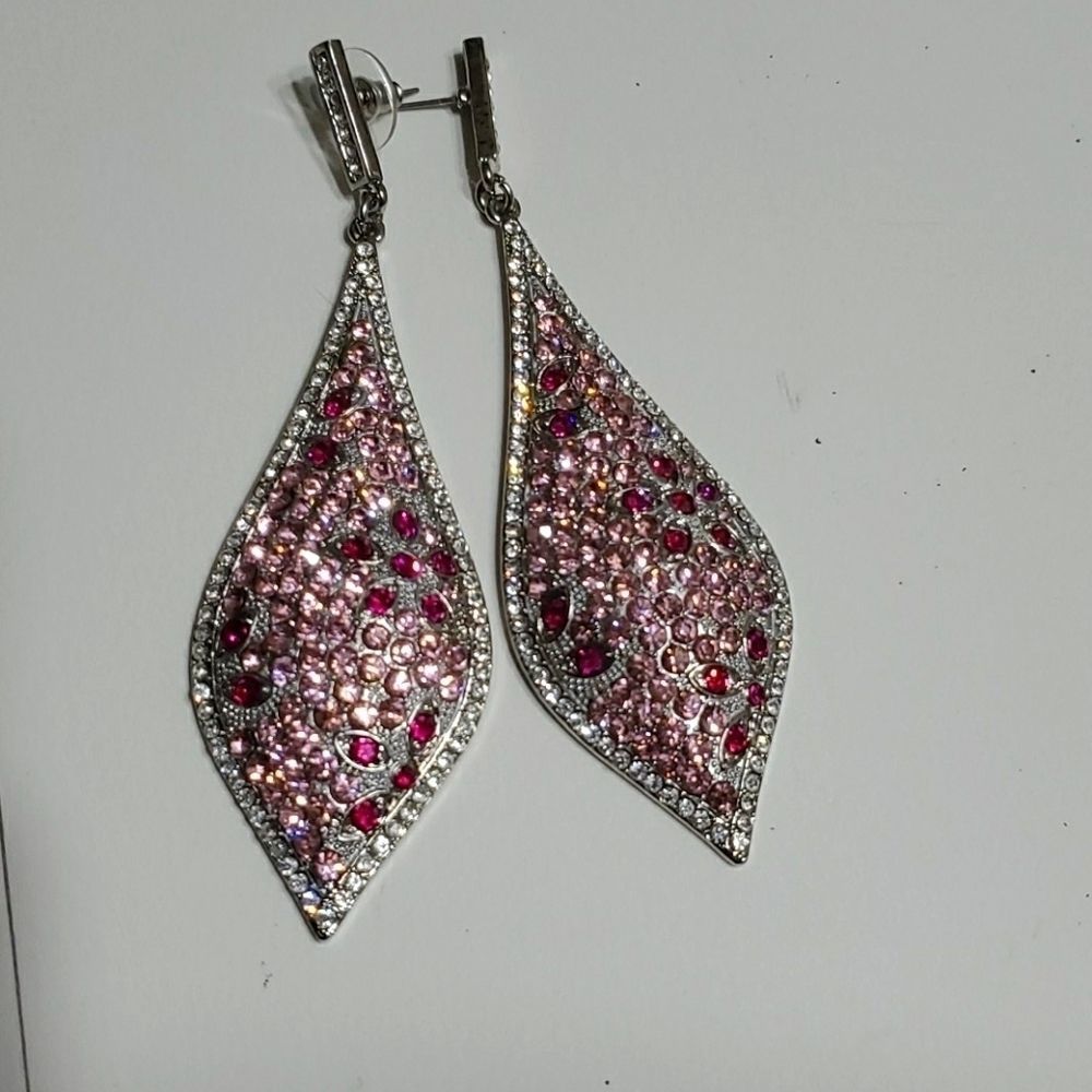 LG Pink, silver, white rhinestone drops
